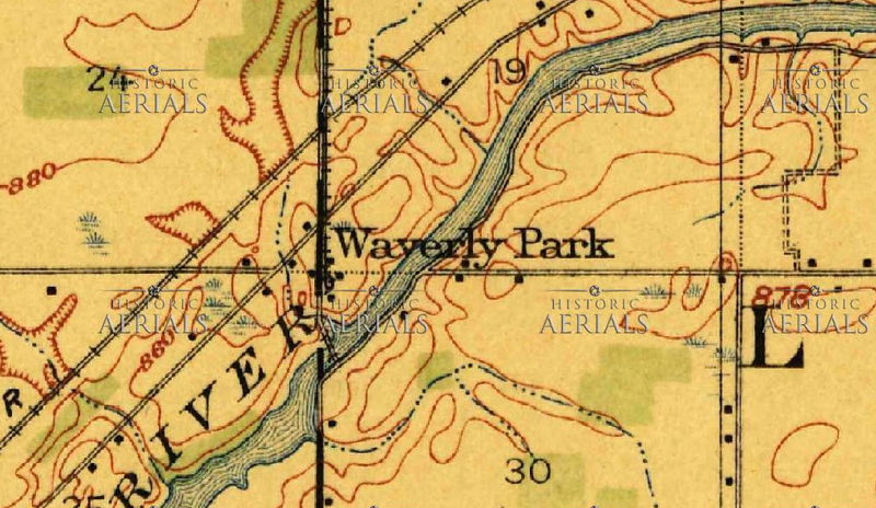 Waverly Park - 1912 Topo Map (newer photo)